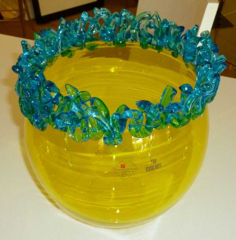 Skulpturale italienische Murano Barovier- und Toso-Glasvase 2