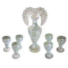 Amazing  Lalique Style Art Deco Decanter and Cordial Set