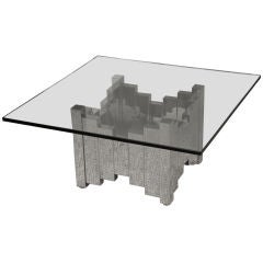 Sculptural Steel Modernist Evans Style Cityscape Coffee table