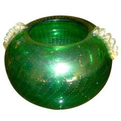 Luscious Seguso Murano Glass Bowl with Gold Fused Wings