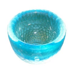 Luscious Murano Faceted Diamond Morning Blue Glass Bowl