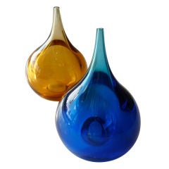 Pair of Swedish Glass Tear Drop Salt and Pepper Shakers