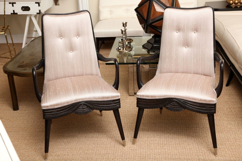 Elegant and Unusual Pair of French 40's Side Chairs