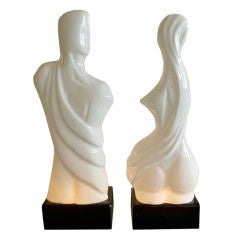 Monumental Pair of  Dramatic Male/Female Torso Lamps