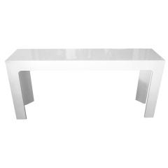 White Lacquered Narrow Console or Sofa Table