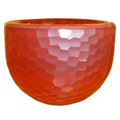 Italian Murano Battutto Red Glass Bowl