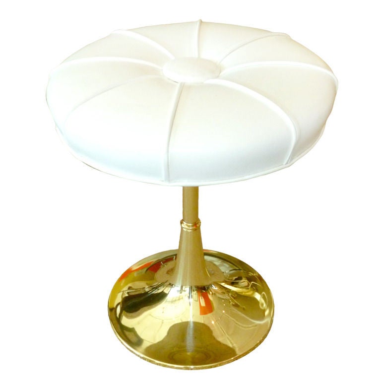 Brass and Leather Swivel Vanity Stool at 1stdibs