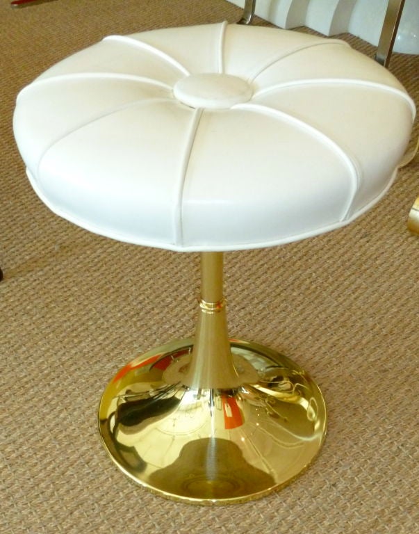 Brass and Leather Swivel Vanity Stool at 1stdibs