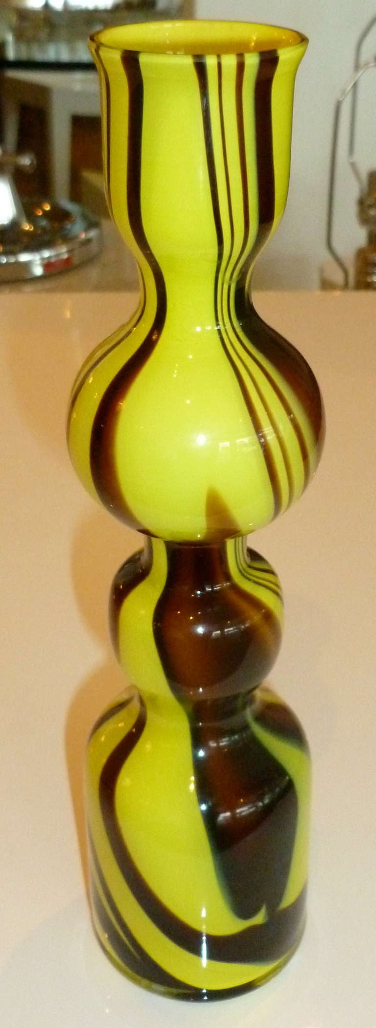 Carlo Moretti Murano Glass Vase Vintage Italian In Good Condition In North Miami, FL