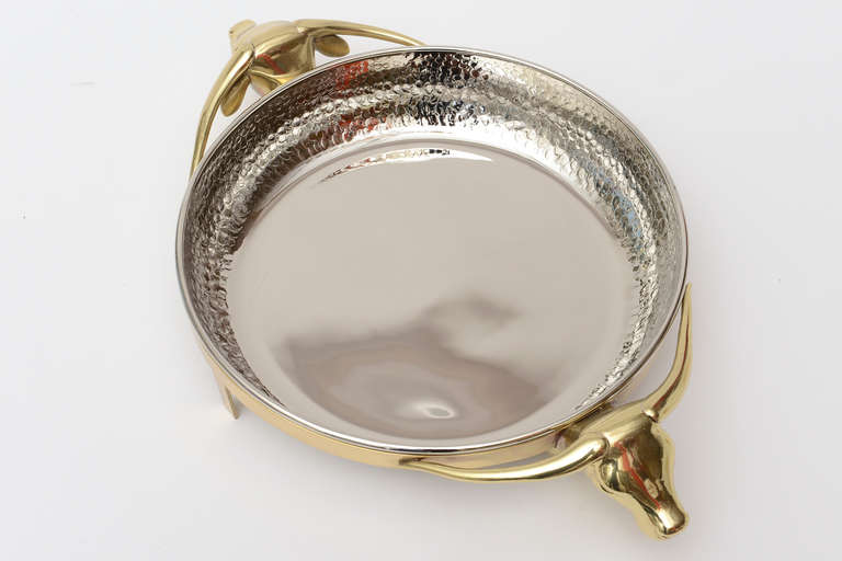 American Hand-Hammered Silver and Polished Brass 