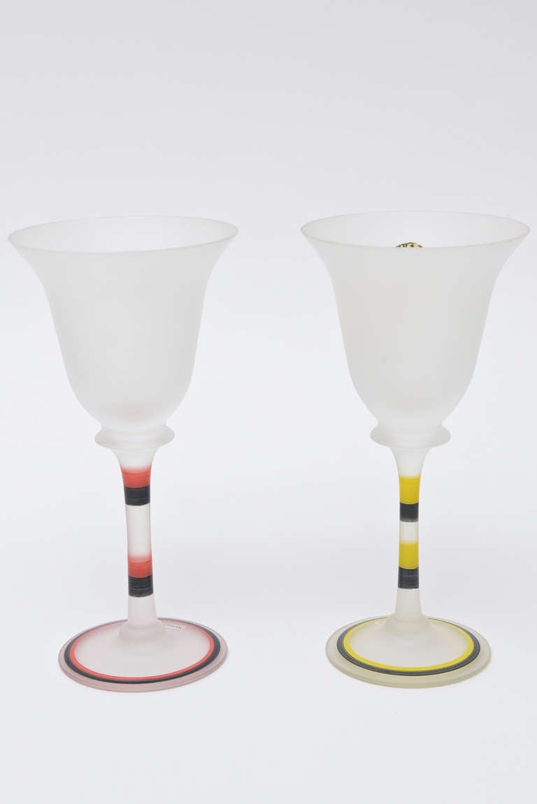 Swedish Cocteau Inspired Romantic Ulrica Hyman Kosta Vintage Kosta Boda Glass Goblets