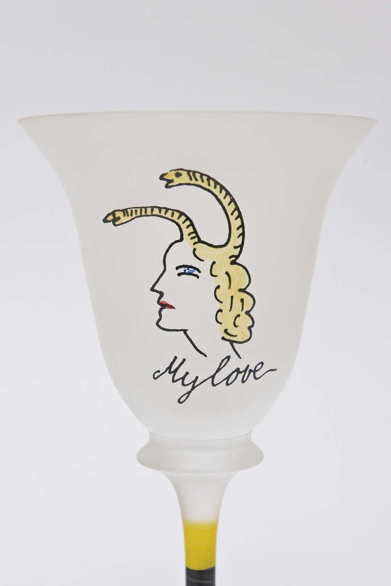 Late 20th Century Cocteau Inspired Romantic Ulrica Hyman Kosta Vintage Kosta Boda Glass Goblets