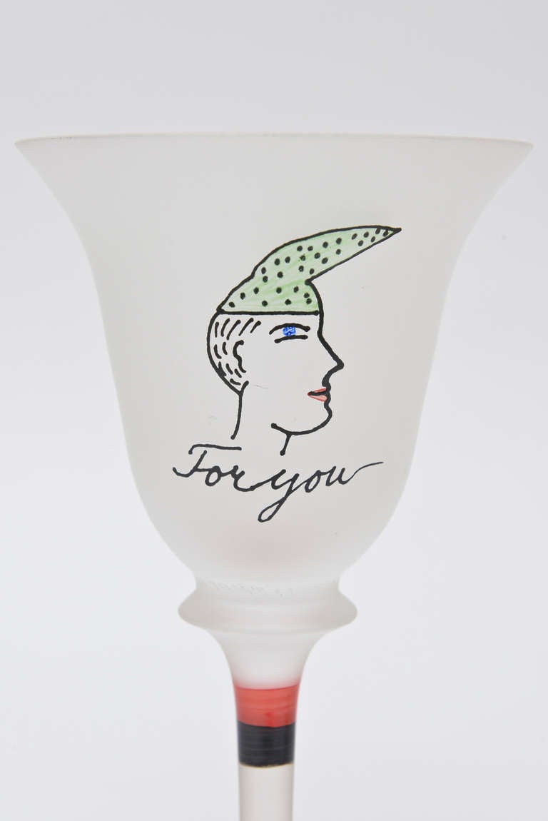 Cocteau Inspired Romantic Ulrica Hyman Kosta Vintage Kosta Boda Glass Goblets 1