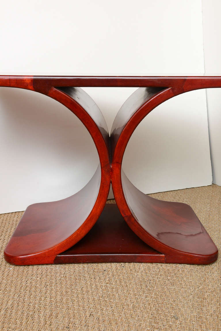 Late 20th Century Spectacular Red Lacquered Goatskin Karl Springer Side/End Table