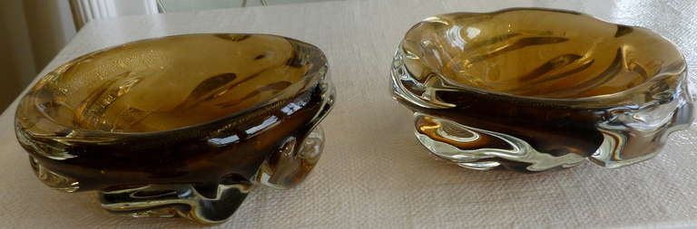 Pair of Stunning italian Murano Flavio Poli Glass Bowls 3