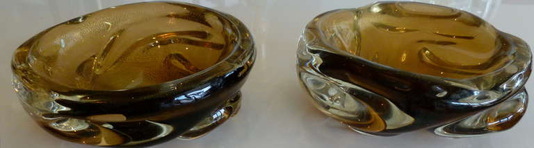 Pair of Stunning italian Murano Flavio Poli Glass Bowls 1