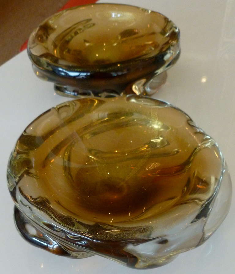 Murano Glass Pair of Stunning italian Murano Flavio Poli Glass Bowls