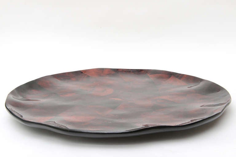 Maitland Smith Tesselated Coconut Shell Tray or Serving Platter In Fair Condition For Sale In North Miami, FL