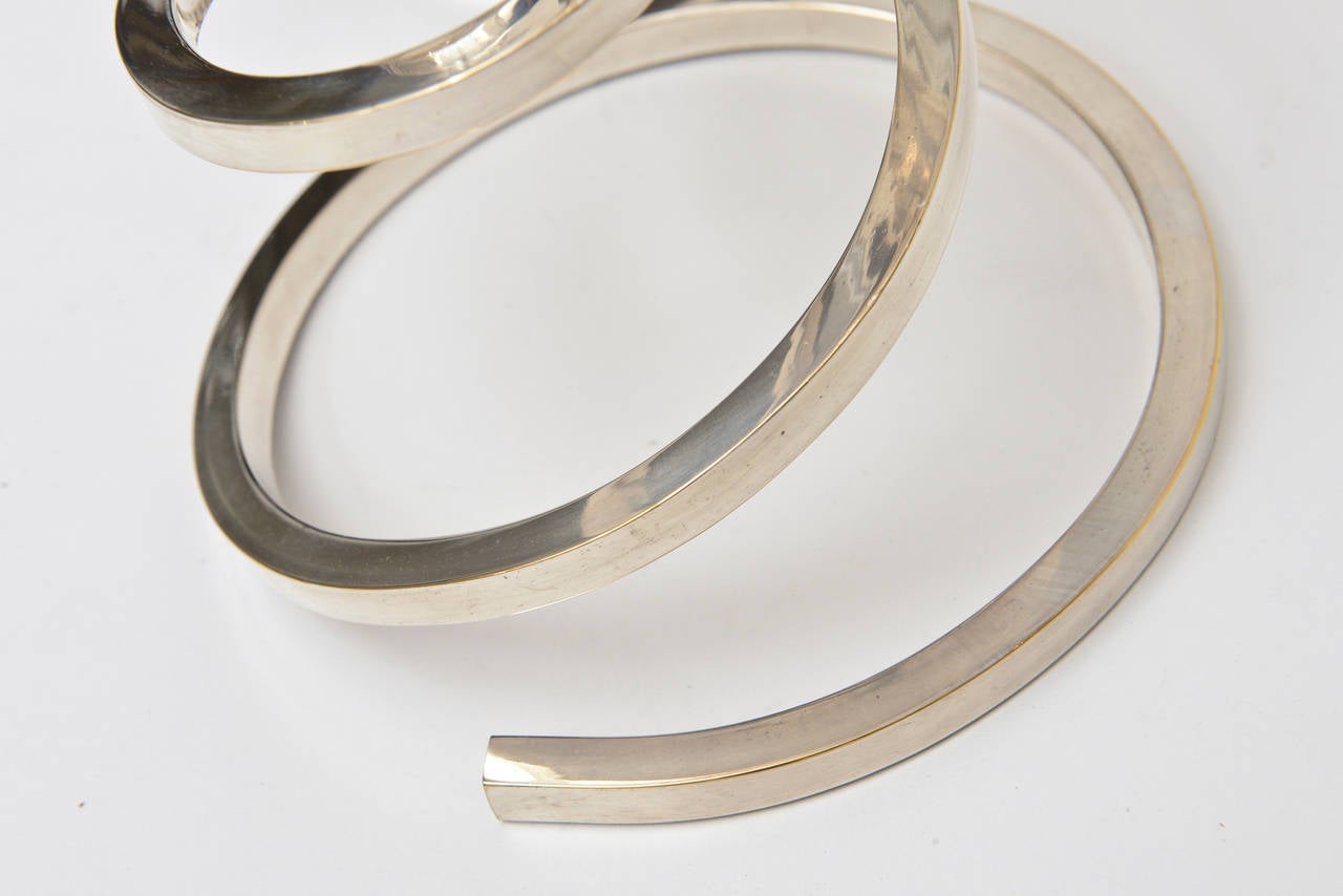 Pair of Chrome-Plated Brass Coil Spiral Candlesticks 3