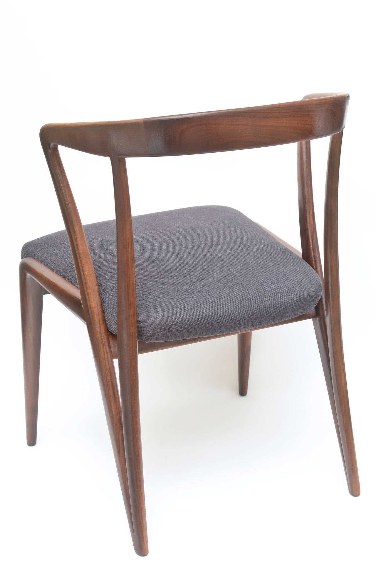 Upholstery Ponti Style Sculptural  Matchbook Wood Side or Desk Chair