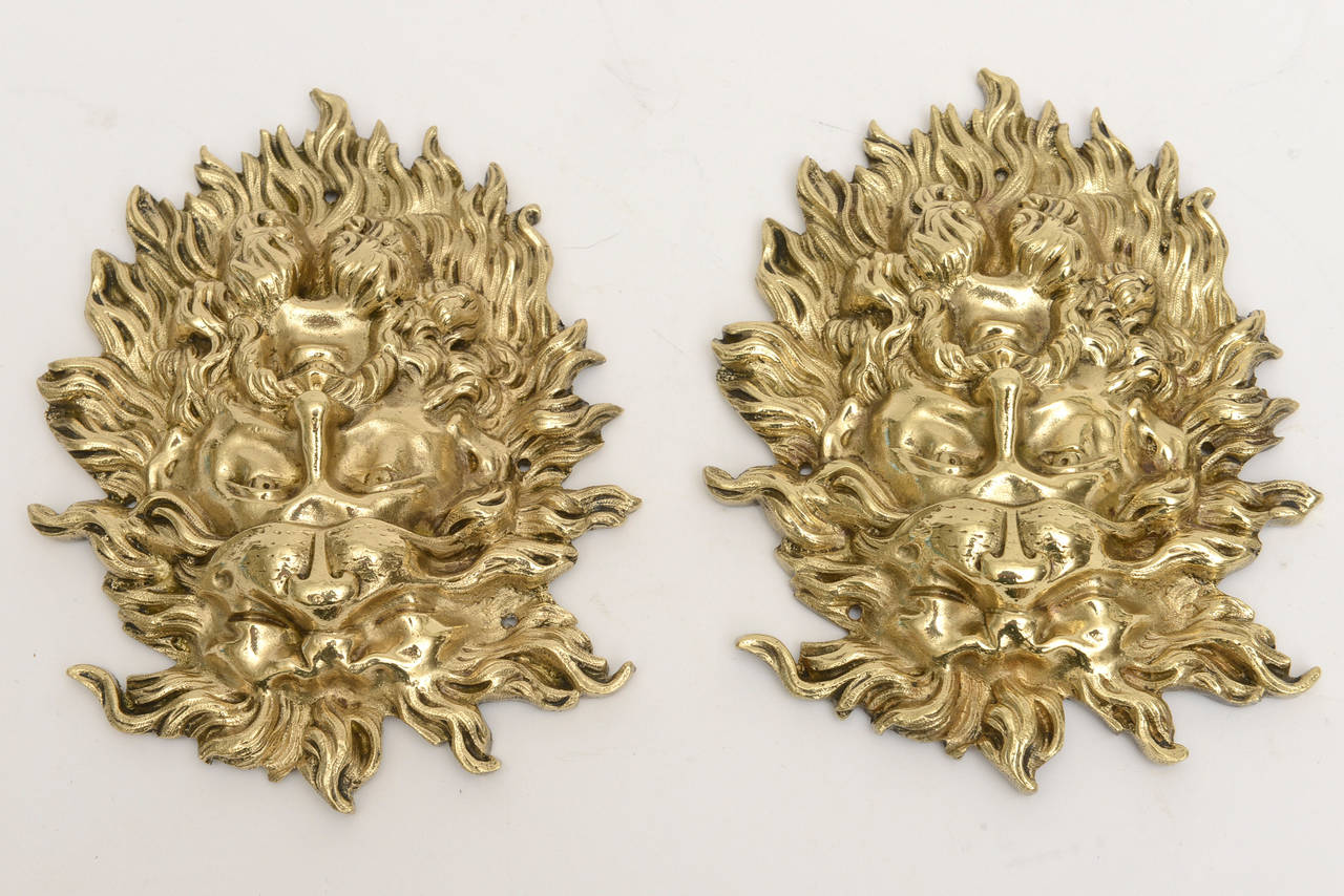 Pair of Solid Brass Heavy Medusa Objects or Sculptures In Excellent Condition In North Miami, FL
