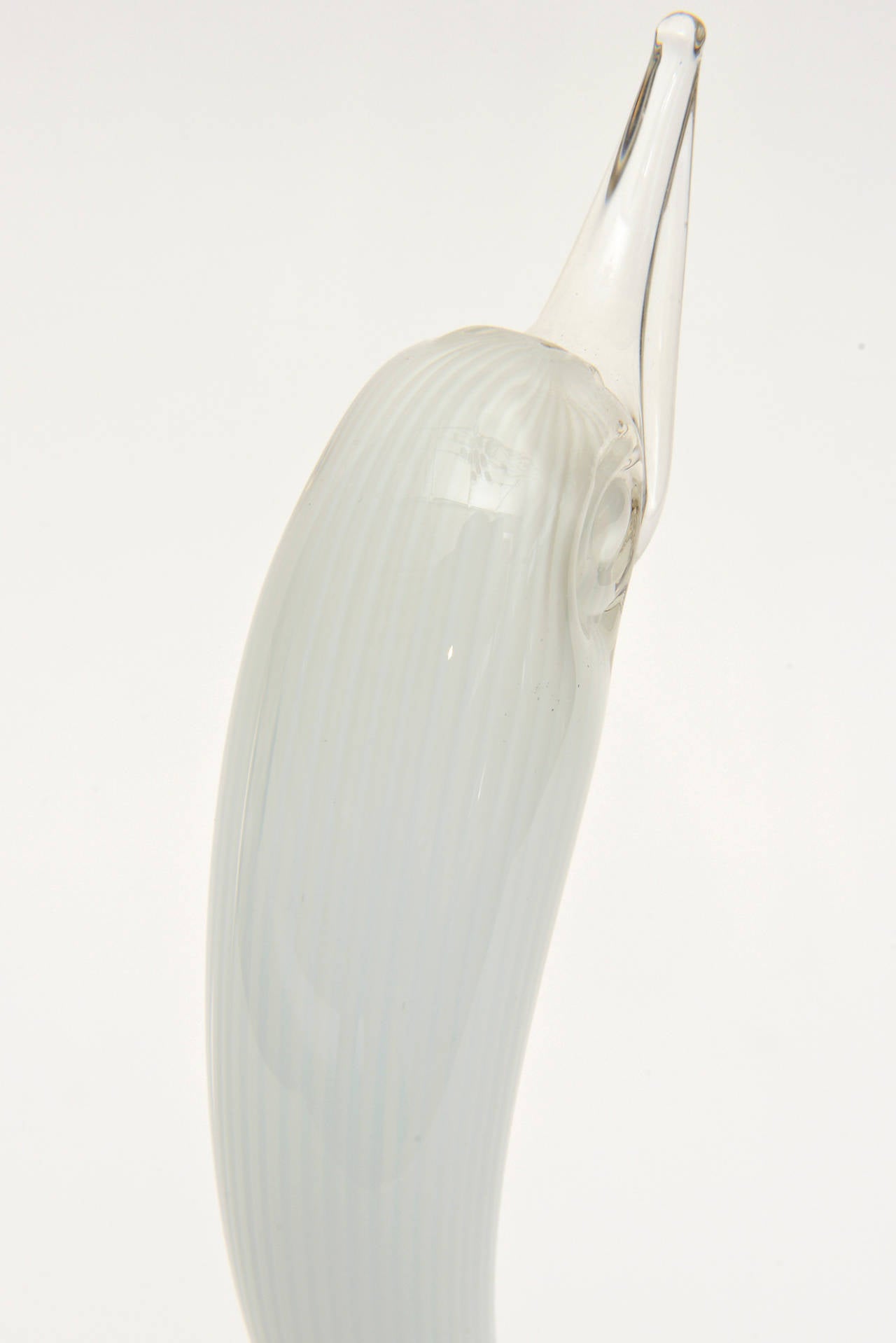 Murano Seguso Vintage White Swan Glass Sculpture For Sale 1