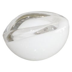 Danish Homegaard White Cased  Sculptural Glass Bowl