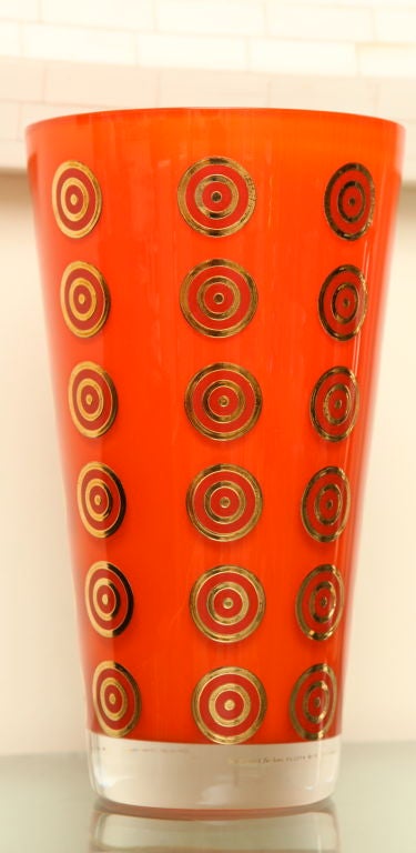 Italian Gorgeous Egezia Sotsass Orange Glass Vase