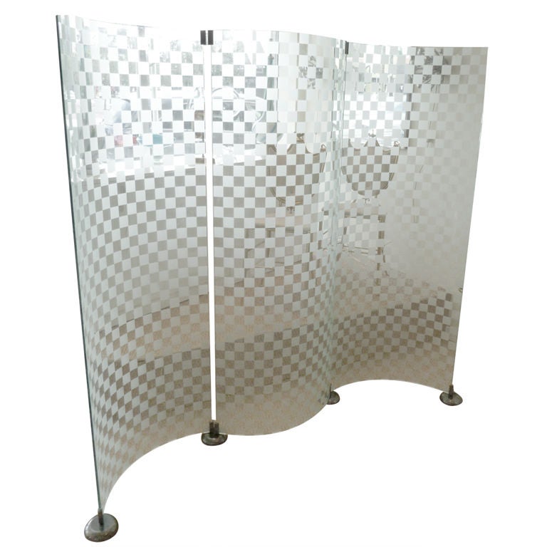 Amazing Rare Italian Fiam Glass Voyeur Screen By Cini Boeri for Pace