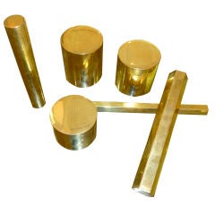 Set of Heavy Sculptural Polished Brass Architectural Elements