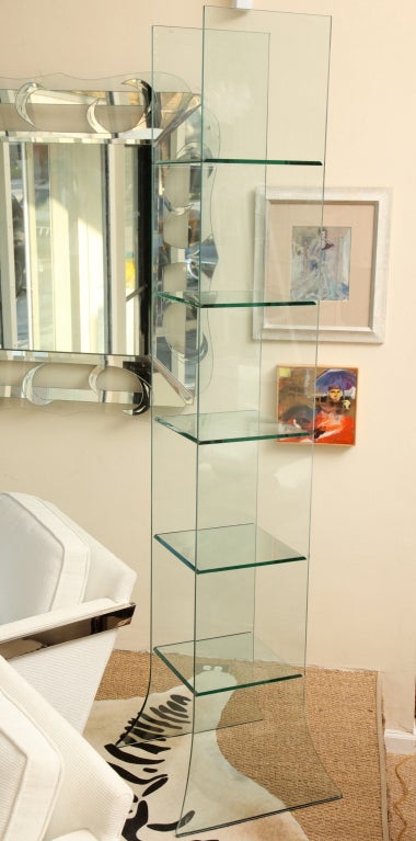 Fabulous Italian Tall Fiam Babelle Glass Tower Etergere by Pace