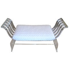 Vintage Sculptural Lucite and Nickel Silver Bench