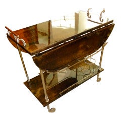 Italian Aldo Tura Lacquered Goatskin Bar Cart
