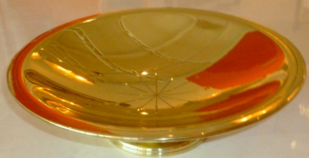 American Tommi Parzinger Pedestal Footed Polished Brass Bowl