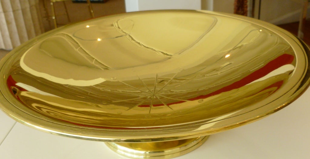 20th Century Tommi Parzinger Pedestal Footed Polished Brass Bowl