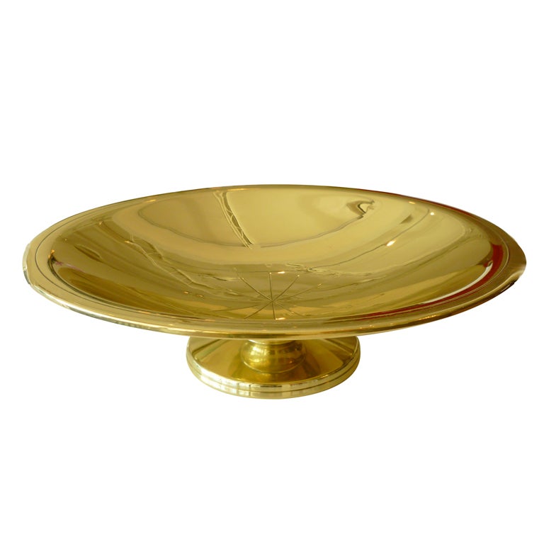 Tommi Parzinger Pedestal Footed Polished Brass Bowl