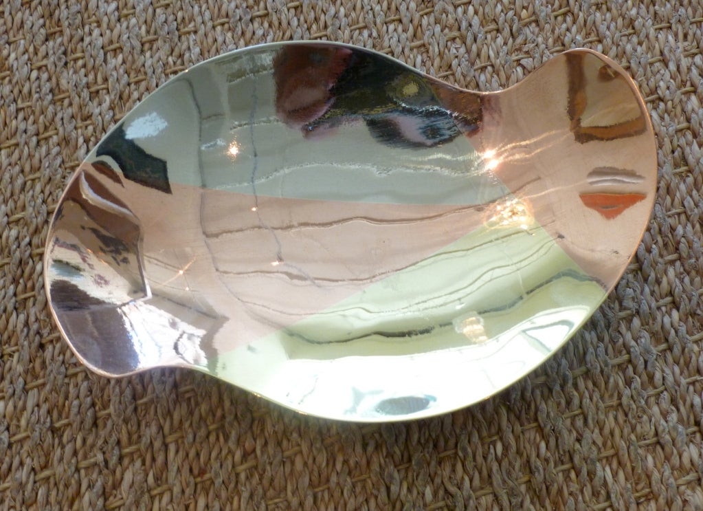 3 Mixed Metal Biomorphic Bowl With Ball Feet