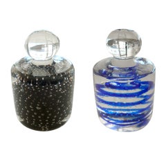 Pair of Italian Murano Paperweight Bottles/Objects