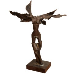 Mexican Brutalist Winged Figural Sculpture