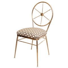 Italian Nickel Silver Side Chair in the Style of Gio Ponti