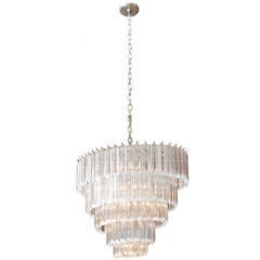5 Tiered Lucite and Nickel Silver Chandelier