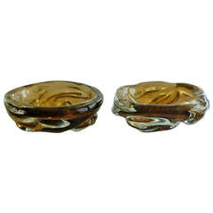 Pair of Stunning italian Murano Flavio Poli Glass Bowls