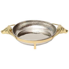 Hand-Hammered Silver and Polished Brass "Longhorn" Centerpiece Bowl 3