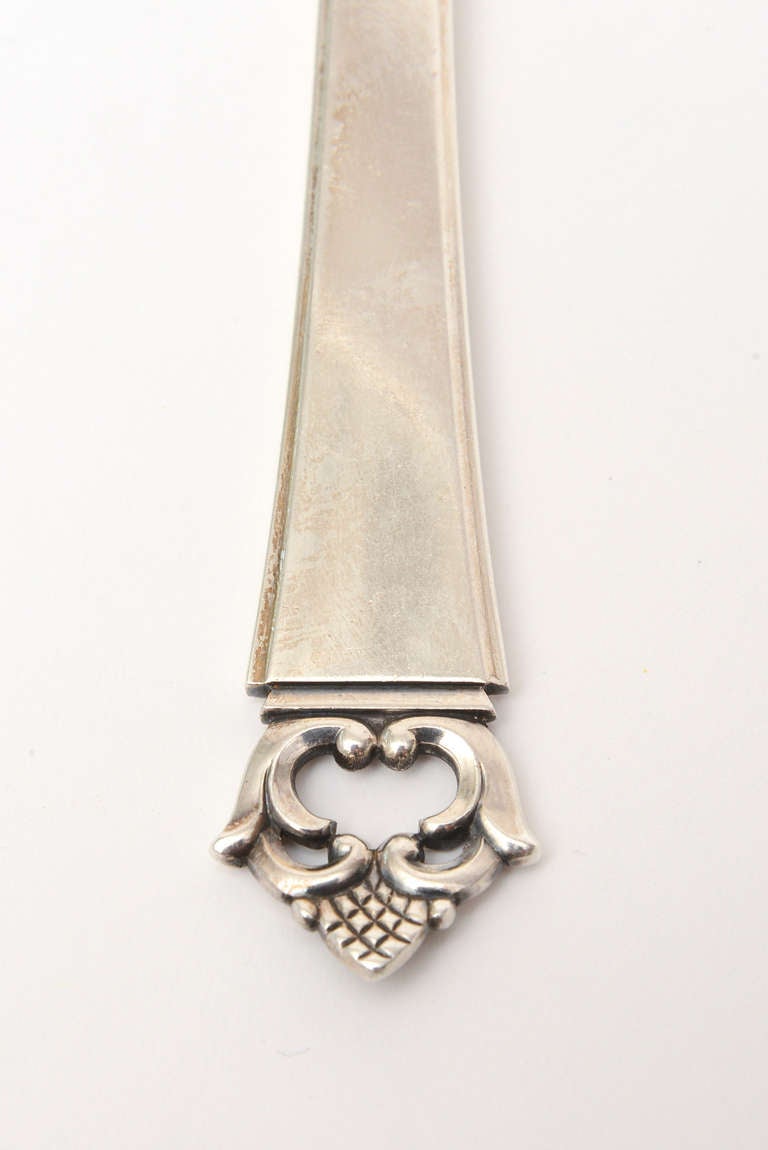 Danois Sterling Silver Hallmarked Mid-Century Modern Danish Frigast Serving Fork en vente