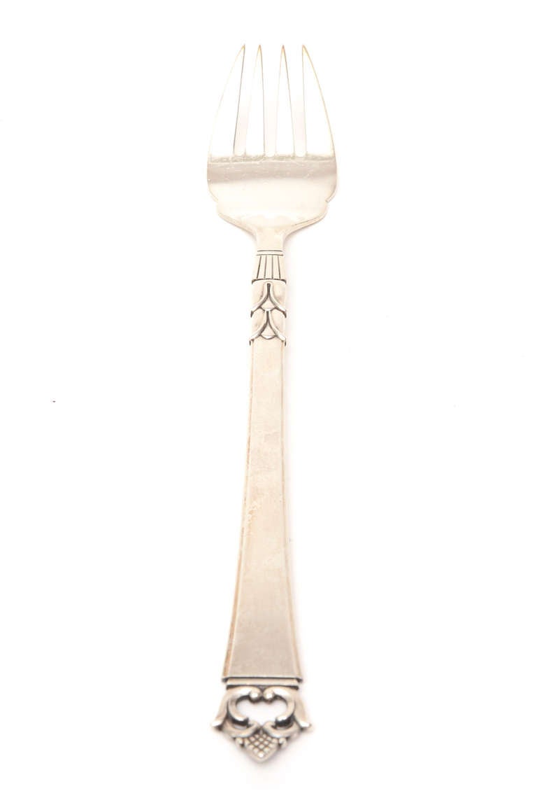 Sterling Silver Hallmarked Mid-Century Modern Danish Frigast Serving Fork Bon état - En vente à North Miami, FL