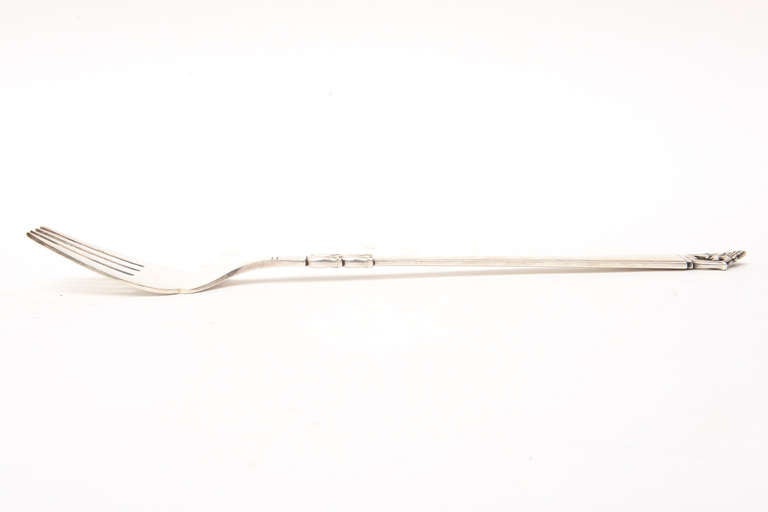 Sterling Silver Hallmarked Mid-Century Modern Danish Frigast Serving Fork im Zustand „Gut“ im Angebot in North Miami, FL