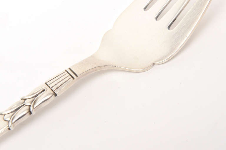 Sterling Silver Hallmarked Mid-Century Modern Danish Frigast Serving Fork en vente 3