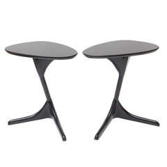 Paire de tables d'appoint et de tables à boire sculpturales en ébène de style Vladimir Kagan