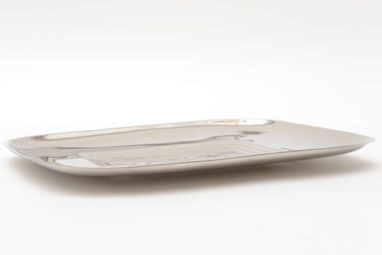 Diego Rivera Style MId Century Modern Silver Plate Tablett Barware  (Versilberung) im Angebot