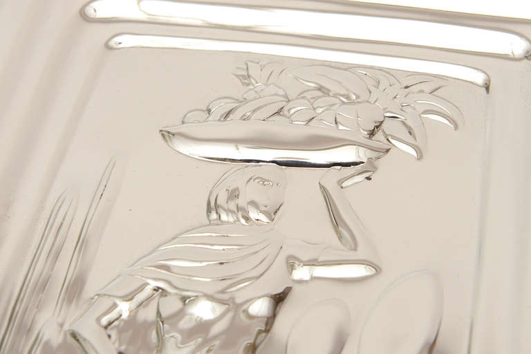 Diego Rivera Style MId Century Modern Silver Plate Tablett Barware  im Angebot 1
